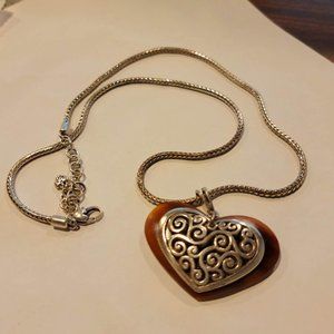 Retired Brighton Long Heart Pendant Necklace